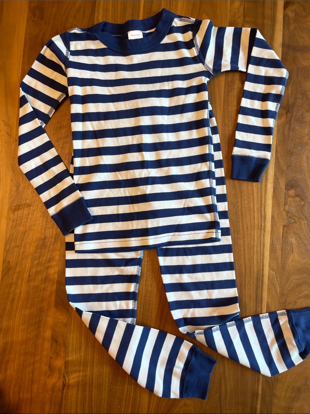 Hanna Andersson Navy and Cream Striped Long-Sleeve Pajama Set